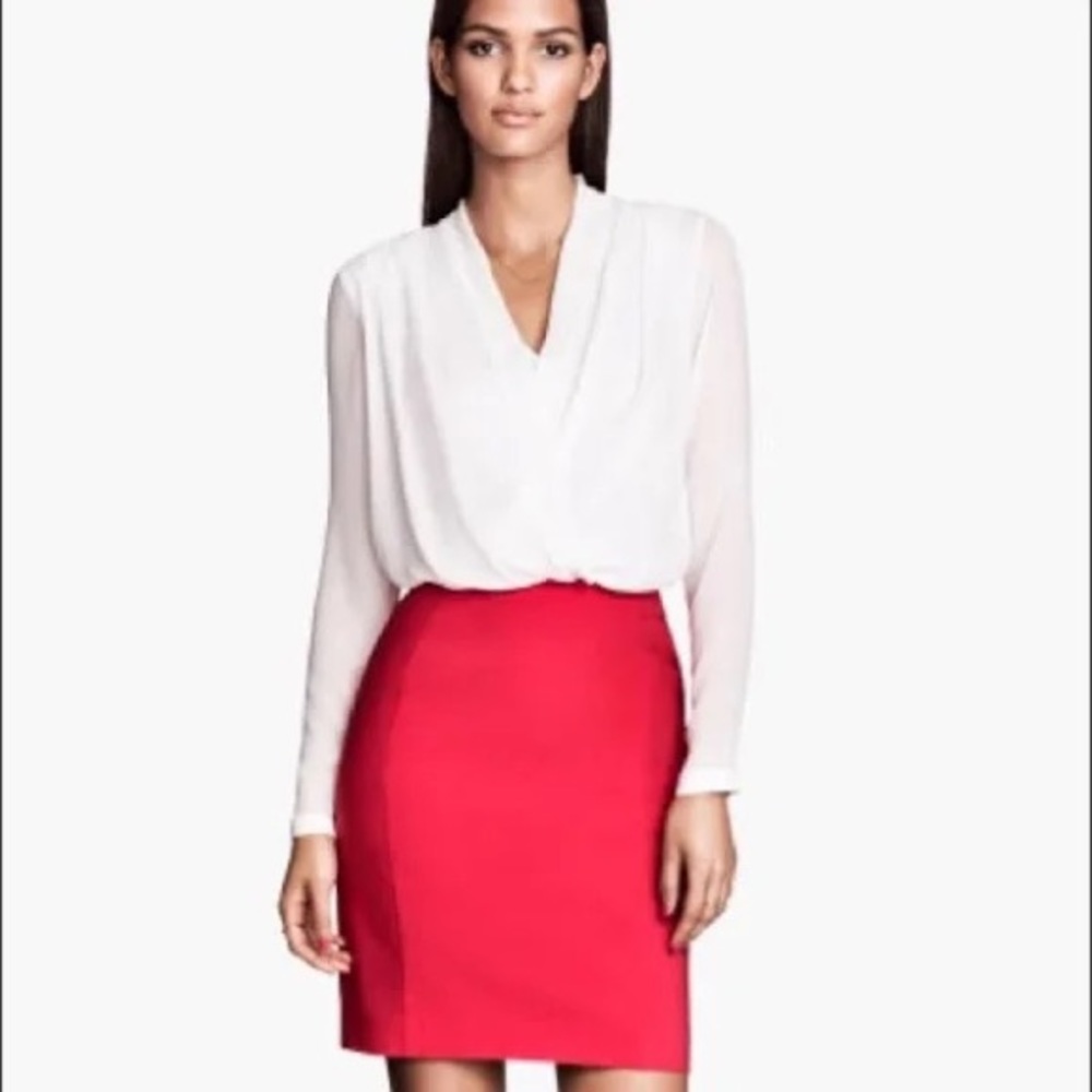 H&M Red Pencil Skirt with Pockets